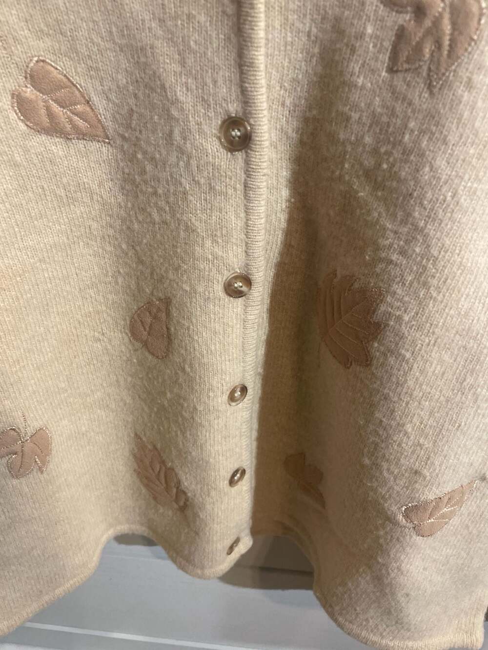 Pendleton Vintage 100% Lambswool Embroidered Leaf Cardigan Sweater L Yellow - Picture 5 of 6